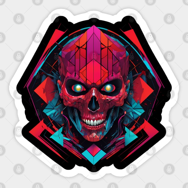 Cyberpunk Skull Sticker by TaevasDesign